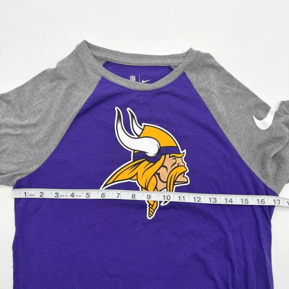 Nike Minnesota Vikings Womens Tri-Blend Raglan 3/4 Sleeve T-Shirt Purple Grey M
